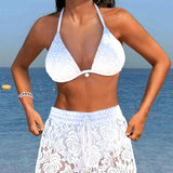 Adélaïde - Ensemble de bikini élégant en dentelle unie