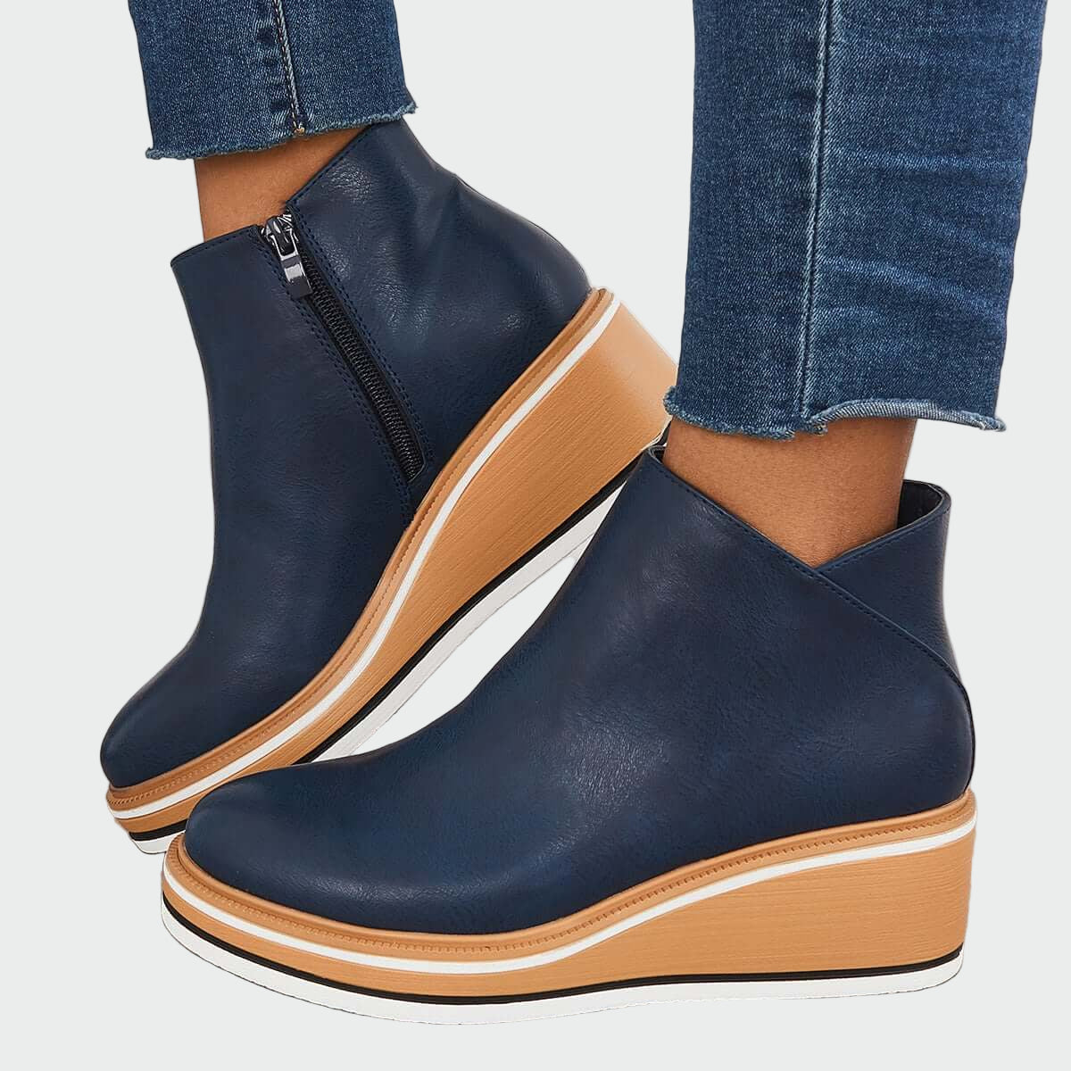Octavie - Bottines orthopédiques en cuir à plateforme