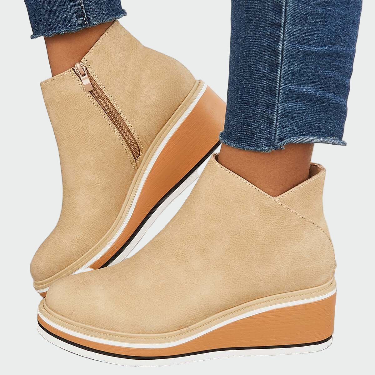 Octavie - Bottines orthopédiques en cuir à plateforme