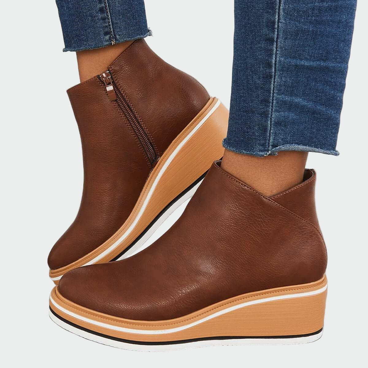 Octavie - Bottines orthopédiques en cuir à plateforme