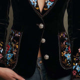 Apolline - Blazer Brodé Fleurs Multicolore