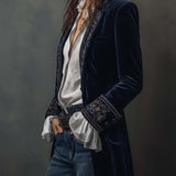 Athénaïs - Long Manteau Vintage Bleu Marine