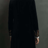 Léontine - Blazer Noir Baroque Imprimé Ajusté