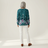 Yolande - Pull turquoise à fleurs