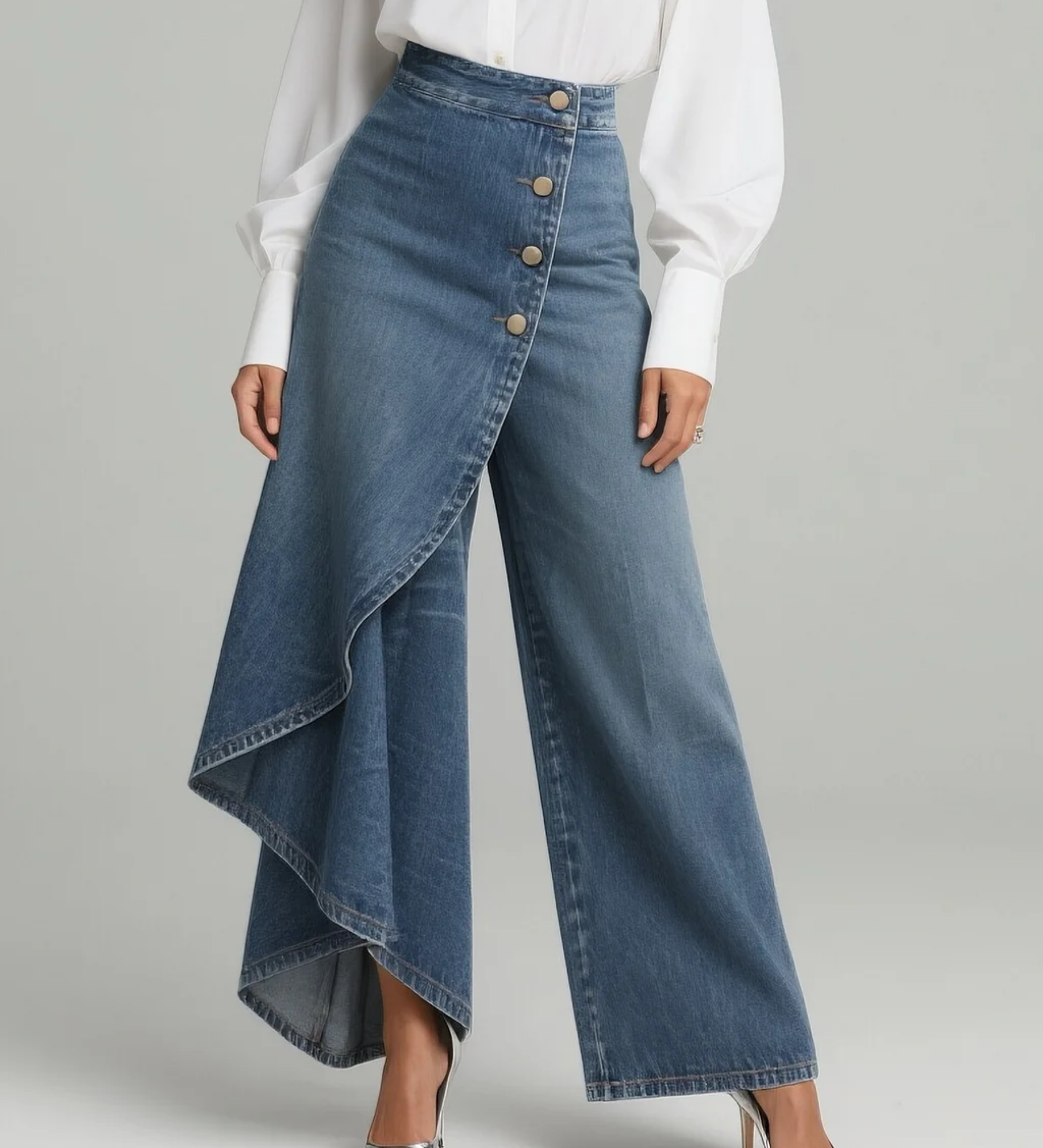 Louna - Pantalons en Denim Enveloppants