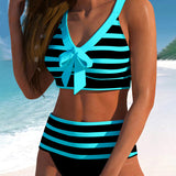 Victoire - Bikini rayé taille haute