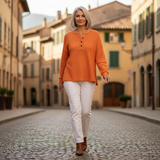 Hélène - Pull uni en maille gaufrée