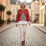Sixtine - Pull de Noël rouge à sapin