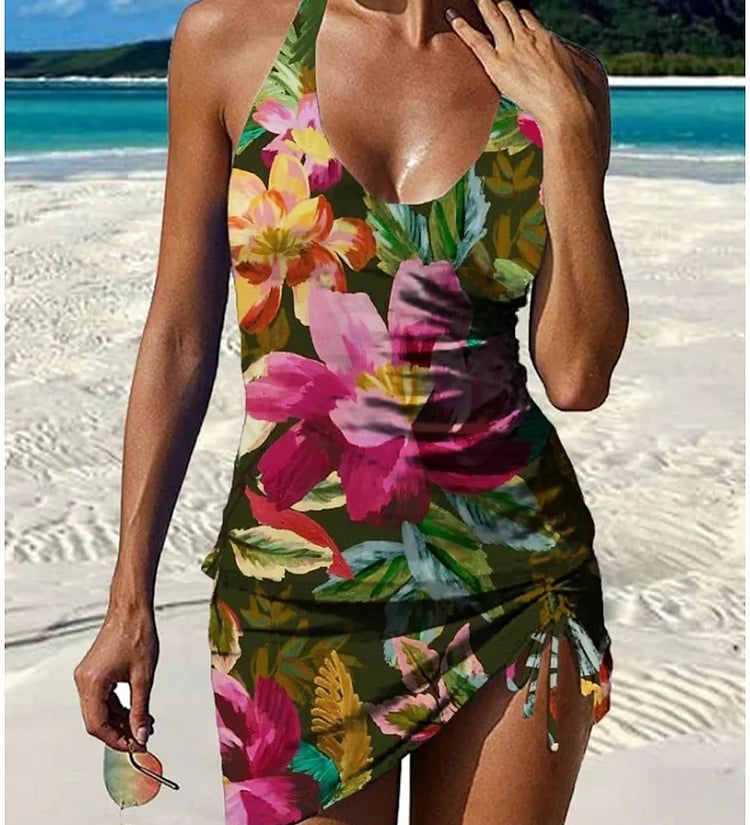 Fiesta – Tankini graphique fleuri avec short, effet ventre plat