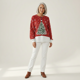 Sixtine - Pull de Noël rouge à sapin