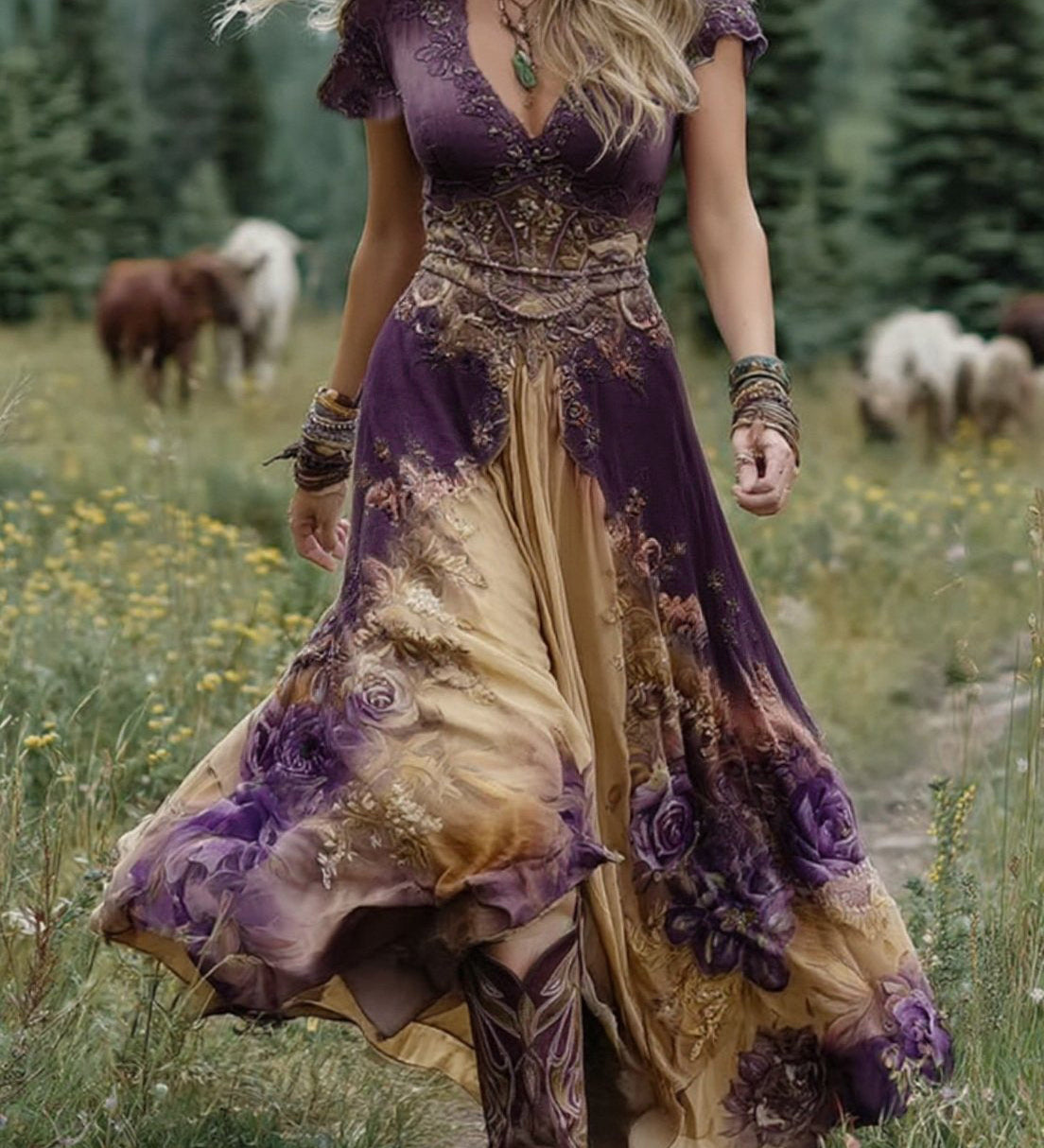 Serine - Robe Maxi Courte Fleurie