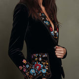 Apolline - Blazer Brodé Fleurs Multicolore