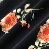 Gloria - Robe Midi Noire Fleurie