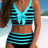 Victoire - Bikini rayé taille haute
