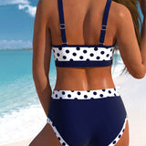 Élisabeth - Bikini Taille Haute à Pois avec Design Patchwork