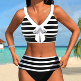 Victoire - Bikini rayé taille haute