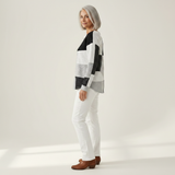 Éléonore - Pull patchwork noir et blanc