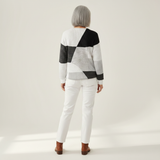Éléonore - Pull patchwork noir et blanc