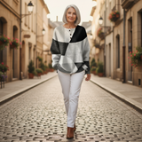 Éléonore - Pull patchwork noir et blanc