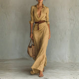 Capucine - Robe maxi à col revers à manches longues