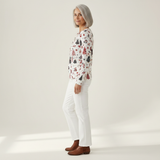 Colette - Pull de Noël blanc à sapins et boules