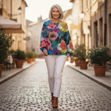 Irène - Pull à grandes fleurs
