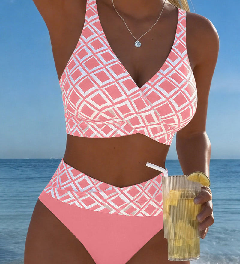 Sixtine - Bikini Deux Pièces Avec Soutien-Gorge En Découpe Et Motif Diamant