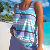 Noémie - Tankini avec décolleté en U et design rayé