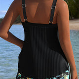 Séraphine - Tankini Rayé avec Bas de Maillot de Bain Deux Pièces
