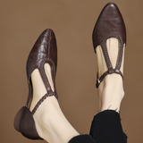 Élisabeth - Chaussures en cuir à bride et détail tressé