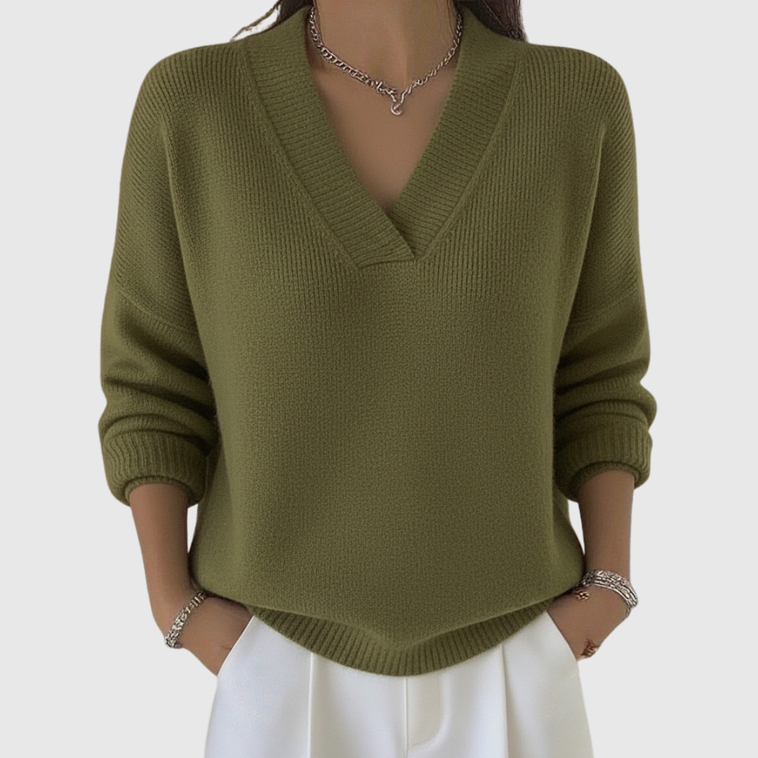 Fanny - Pull à col V doux en coupe décontractée