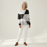 Éléonore - Pull patchwork noir et blanc