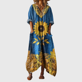 Ginette - Robe Maxi Souple à Imprimé Coloré