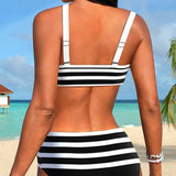 Victoire - Bikini rayé taille haute
