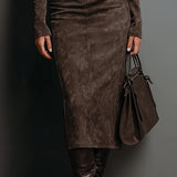 Lorène - Robe Midi Longue Marron