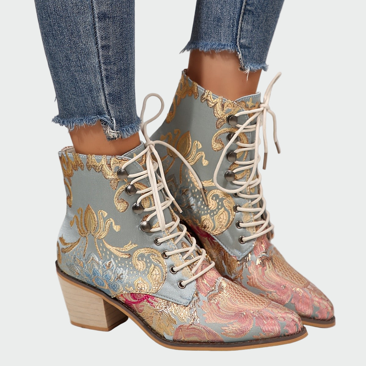 Florine - Bottines en cuir brodées