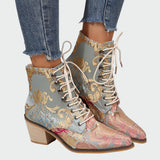 Florine - Bottines en cuir brodées