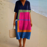 Isadora - Robe de Blocs Colorés Vibrants