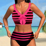 Victoire - Bikini rayé taille haute