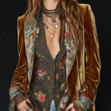 Marcelline - Blazer Patchwork Imprimé Fleurs Vintage