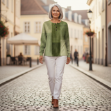 Noémie - Pull patchwork dans les tons verts