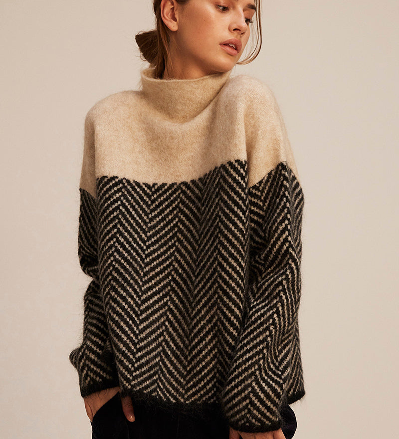 Noëlle - Pull en Coton à Col Montant
