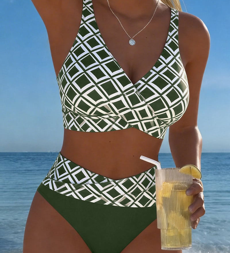 Sixtine - Bikini Deux Pièces Avec Soutien-Gorge En Découpe Et Motif Diamant