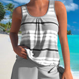 Noémie - Tankini avec décolleté en U et design rayé