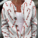 Tiphaine - Cardigan de Noël à motif de sucres d'orge