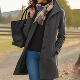 Helena – Manteau d’hiver long femme, col montant et boutonnage classique