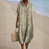 Eulalie - Robe Florale Rétro en Vert D'eau