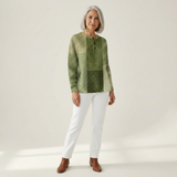 Noémie - Pull patchwork dans les tons verts
