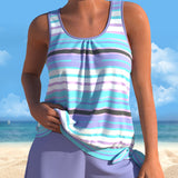 Noémie - Tankini avec décolleté en U et design rayé