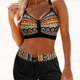 Marianne - Bikini à Motif Géométrique avec Taille Élastique Haute